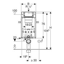 Rezervor încastrat Geberit, Sigma cu cadru Kombifix, pentru WC suspendat, cu suport de susținere